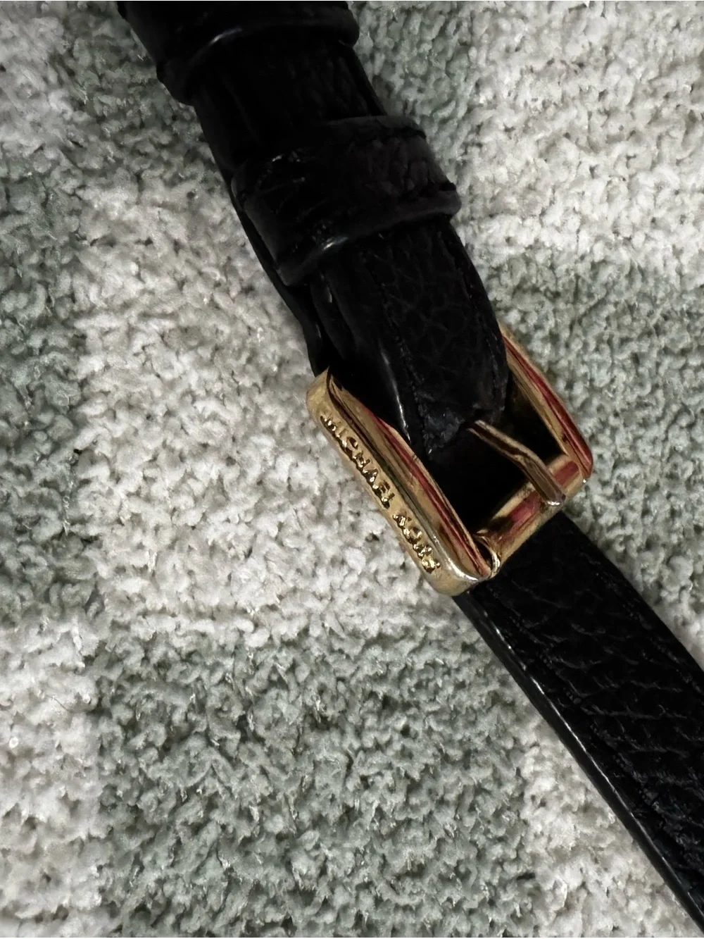 Michael Kors Black Pebbled Leather Shoulder Bag with Gold-Tone MK Charm